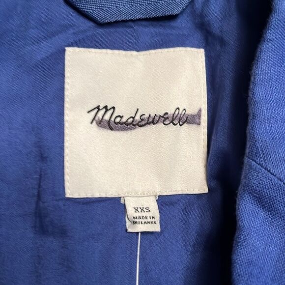 Madewell Double-Breasted Crossover Blazer in 100% Linen blue Women’s Sz XXS NWOT - Picture 8 of 13